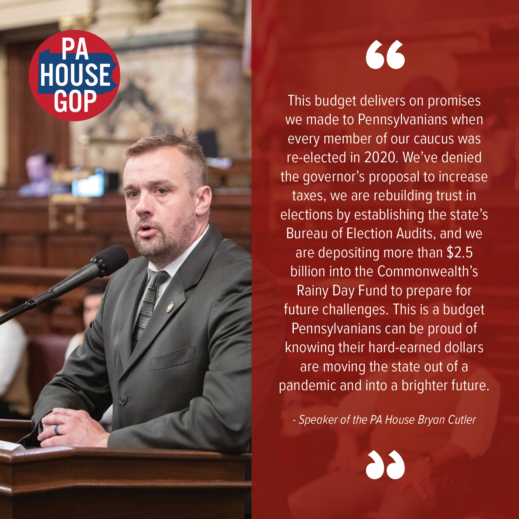 Cutler Praises Budget that Prioritizes Pennsylvania’s Future